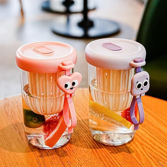 Glass Tumbler with Fruit Infuser Lid and Straw